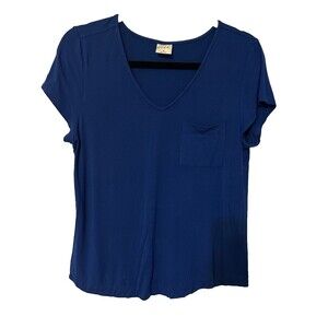 Soma T-Shirt Women's Size Small Short Sleeve Lounge Top Navy Blue V- Neck